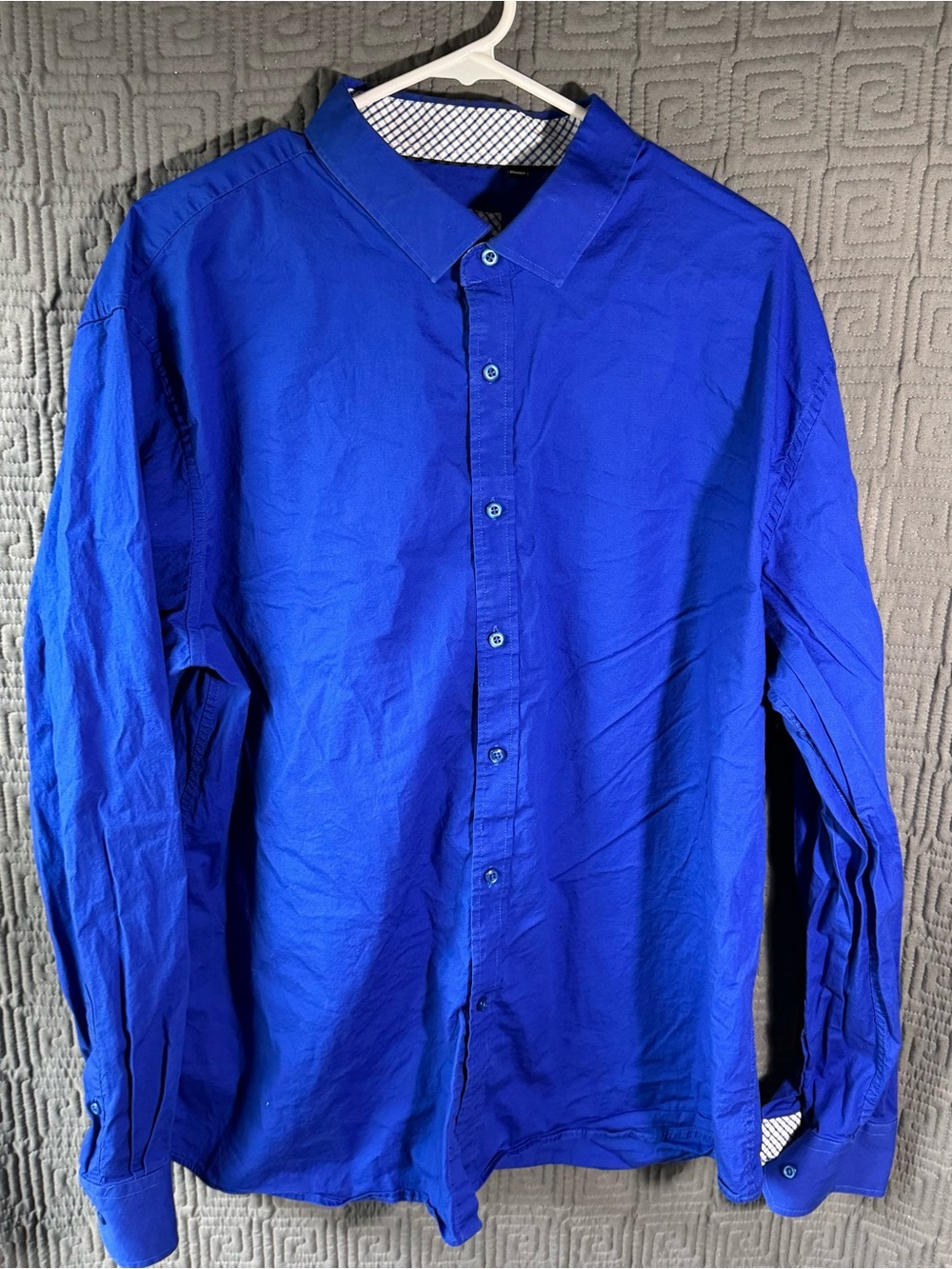 Alex Vando Mens Shirt XXL Royal Blue Long Sleeve Cotton Stretch Contrast Collar